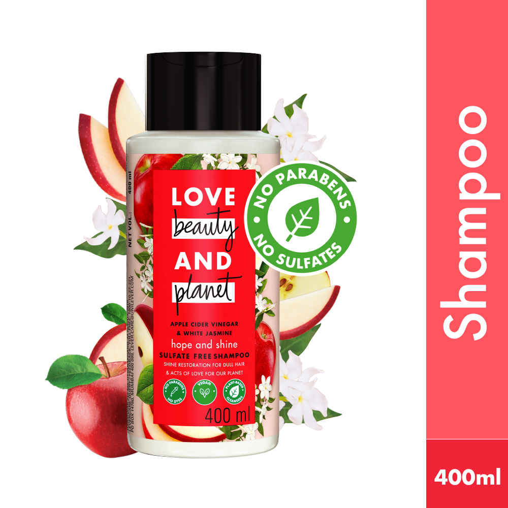 Buy Love Beauty & Planet Apple Cider Vinegar & Jasmine Sulfate Free Shine Shampoo, 400 ml - Purplle