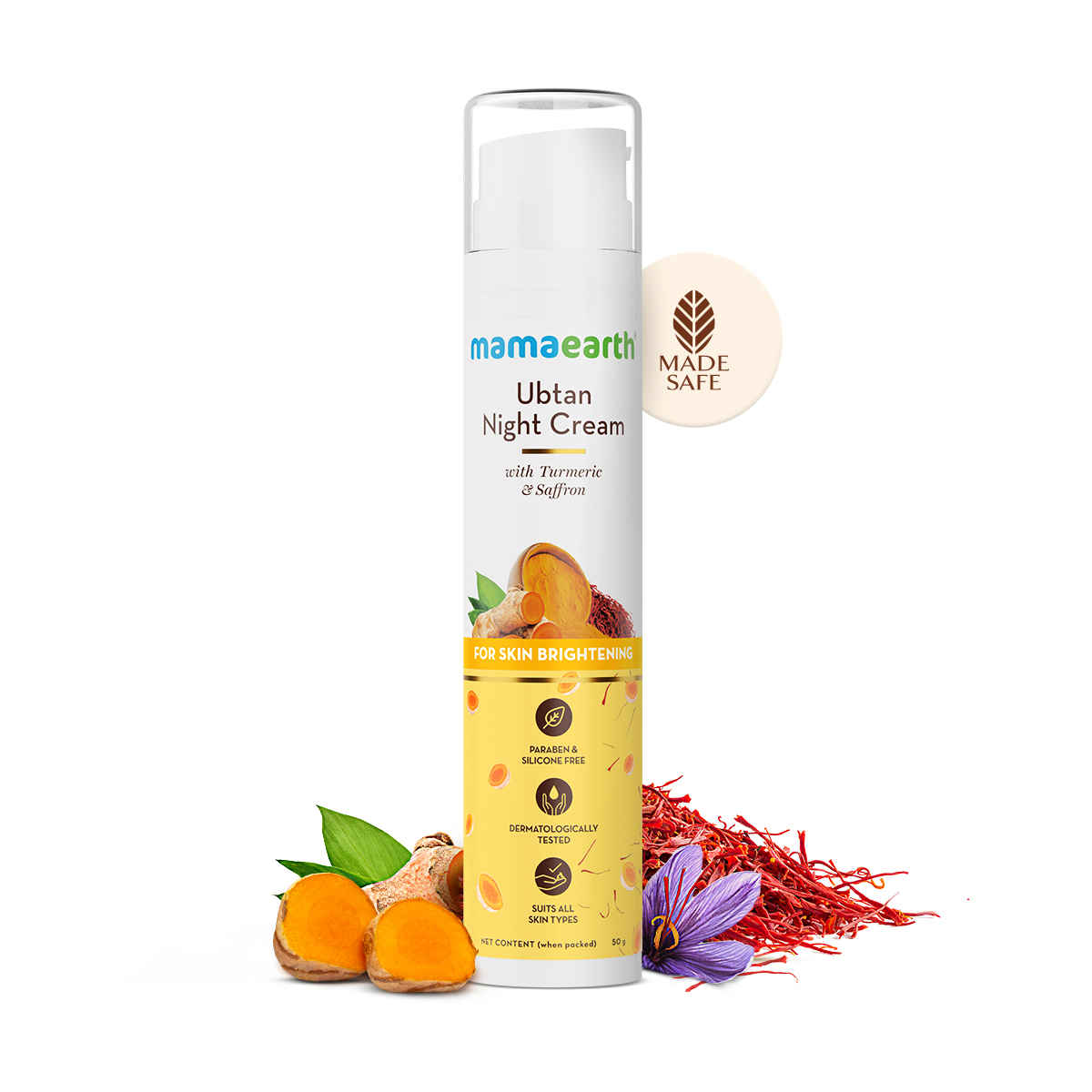 Buy Mamaearth Ubtan Night Cream with Turmeric & Saffron for Skin Brightening (50 gm) - Purplle