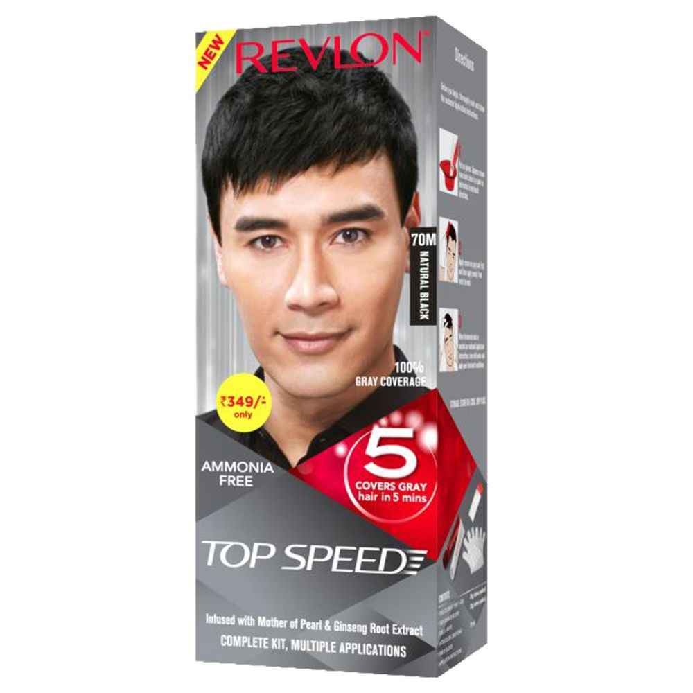 Buy Revlon Top Speed Hair Color Small Pack Man - Natural Black 70M - Purplle