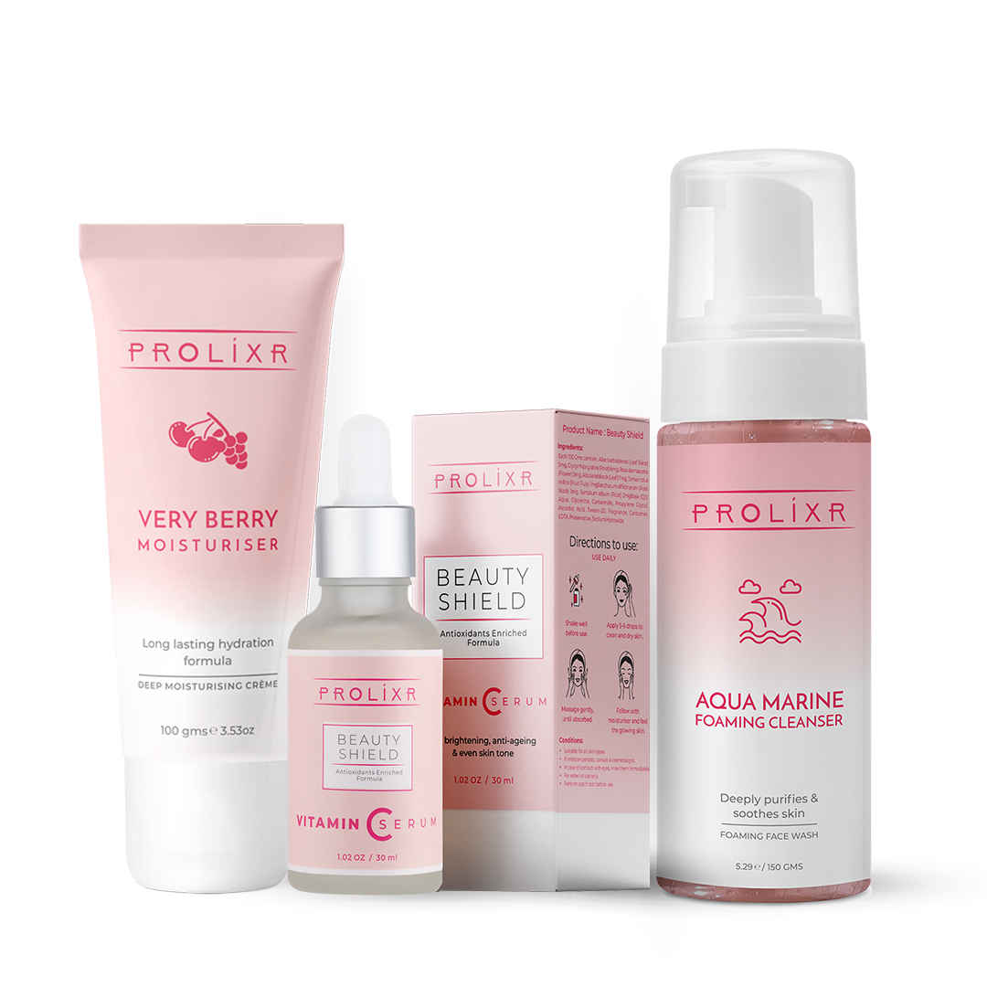 Buy PROLIXR - DAILY ESSENTIAL BUNDLE HYDRATING, NOURISHING, ULTRA-SOOTHING CLEANSER, SERUM, MOISTURISER NO PARABEN CRUELTY-FREE - Purplle