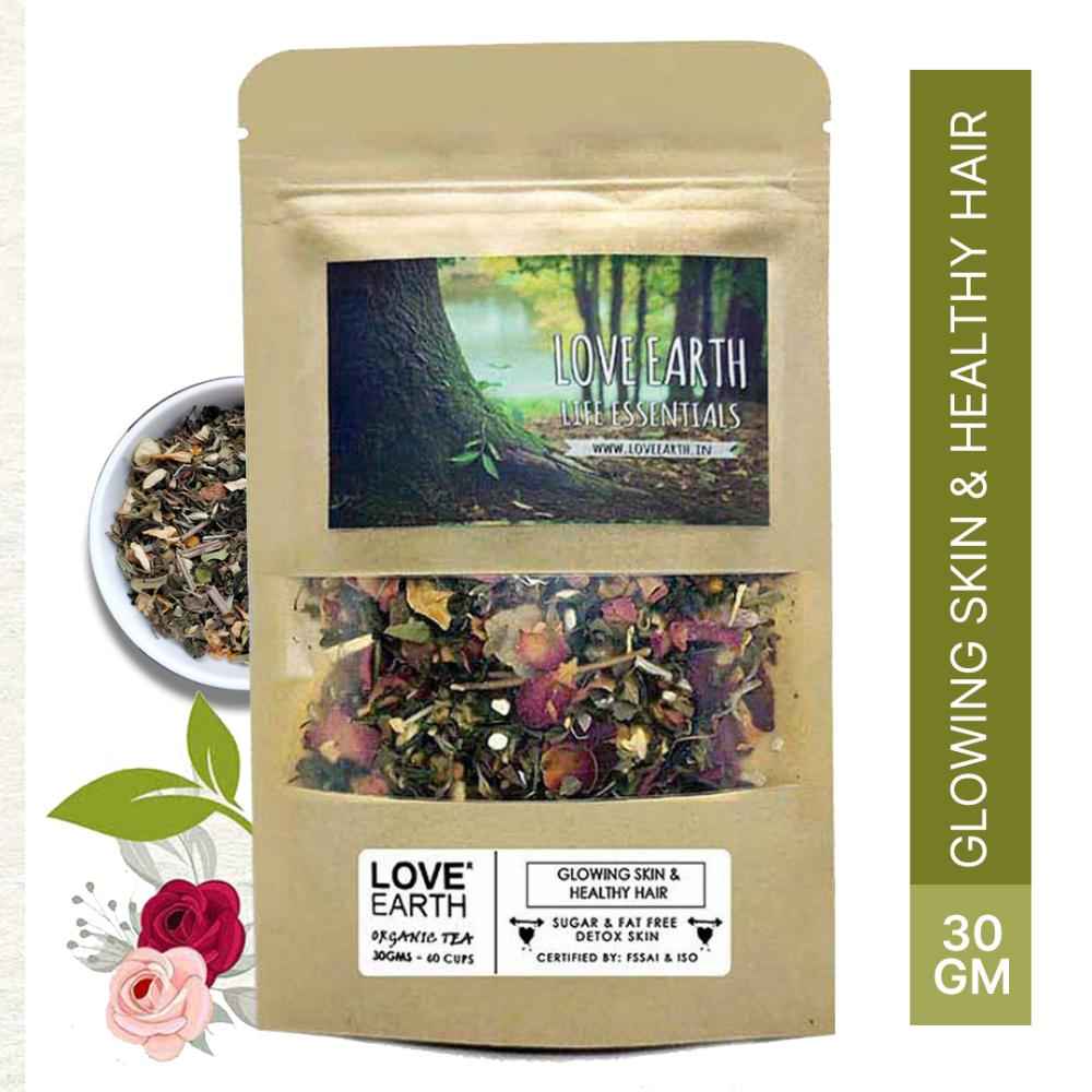 Buy Love Earth Glowing Skin And Healthy Hair Green Tea With Green Tea & Aswagandha For Immunity, Healthy Hairs & Detoxifies Skin 30gm - Purplle