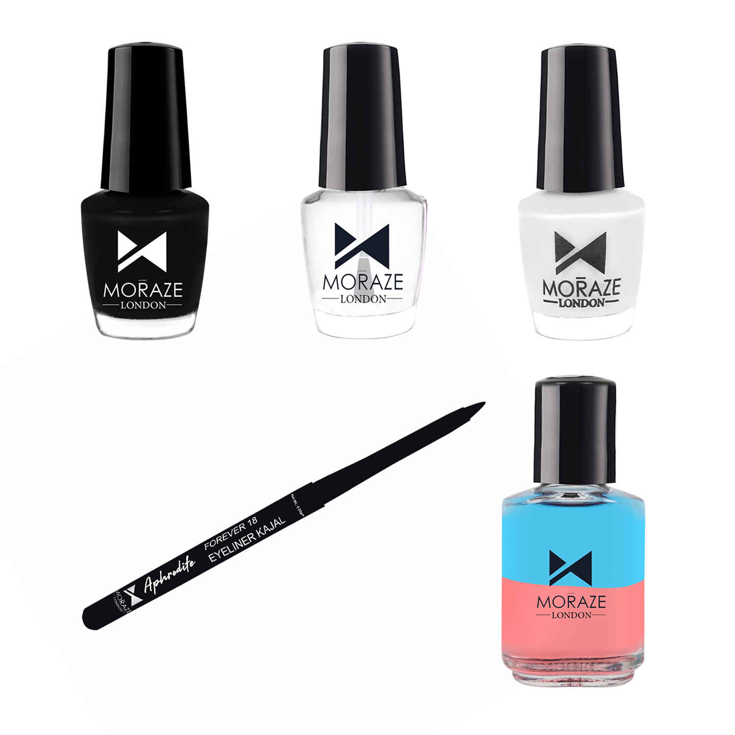 Buy Moraze Kajal Combo Pack with 2 Nail Polish, 1 Top Coat, 1 Nail Paint Remover - Purplle