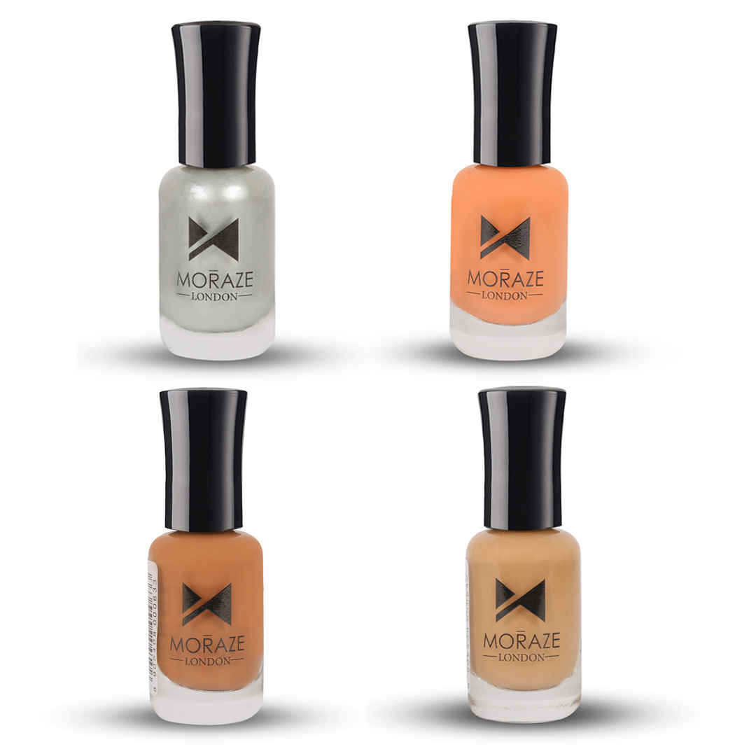 Buy Moraze Nude Nail Polish Pack of 4 -Autumn, Sparkling Silver, Beige, and Olive Nude -32 ML(8 ML Each) - Purplle