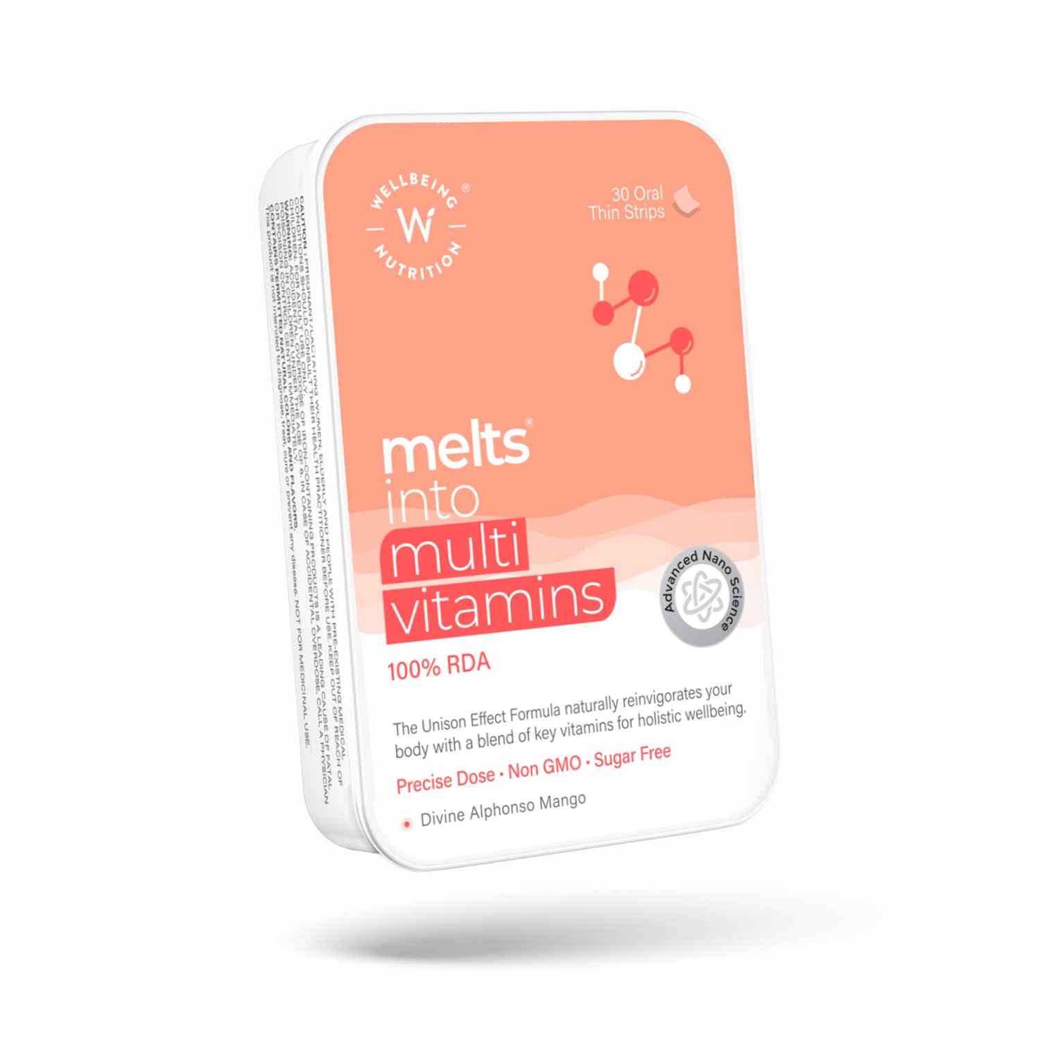 Buy Wellbeing Nutrition Melts Complete Plant Based Multivitamin with 100% RDA of Vitamin A, Vitamin B-Complex, Vitamin C, D3 + K2, Ashwagandha For Immunity, Heart, Energy (30 Oral Strips) - Purplle