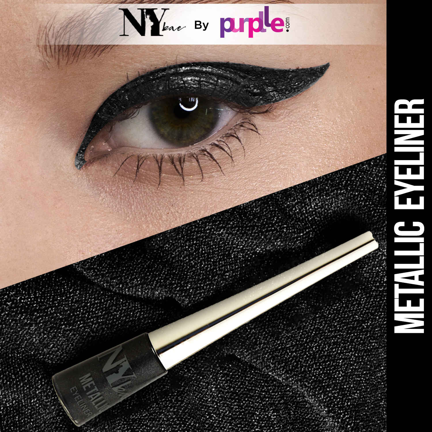 Buy NY Bae Metallic Eyeliner - Black Affair 04 (4.5 ml) | Metallic Glitter Finish | Super Pigmented | Quick Drying | Smudgeproof | Water Resistant - Purplle