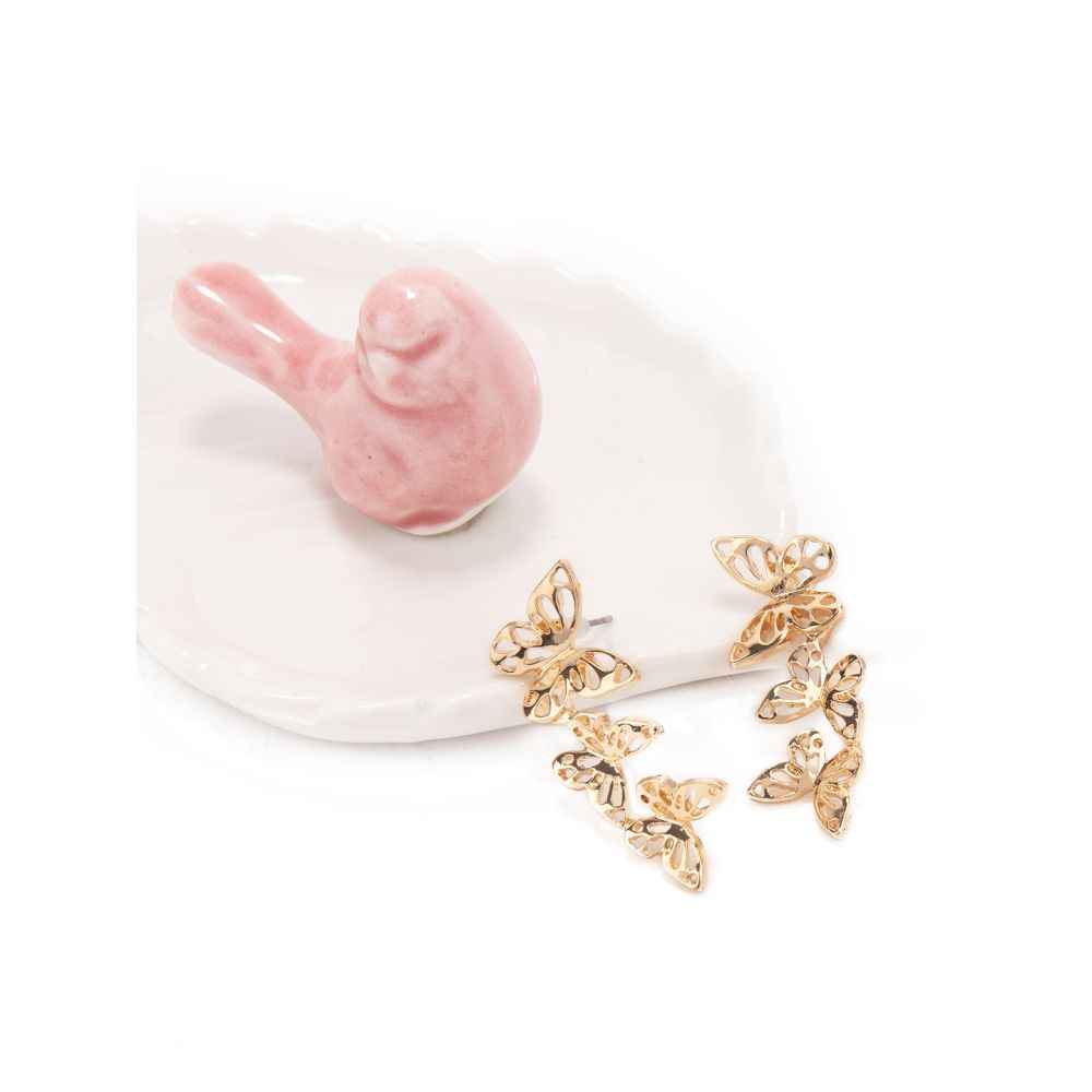 Buy Lilly & Sparkle Alloy Gold Toned Butterfly Shaped Drop Earrings For Women - Purplle