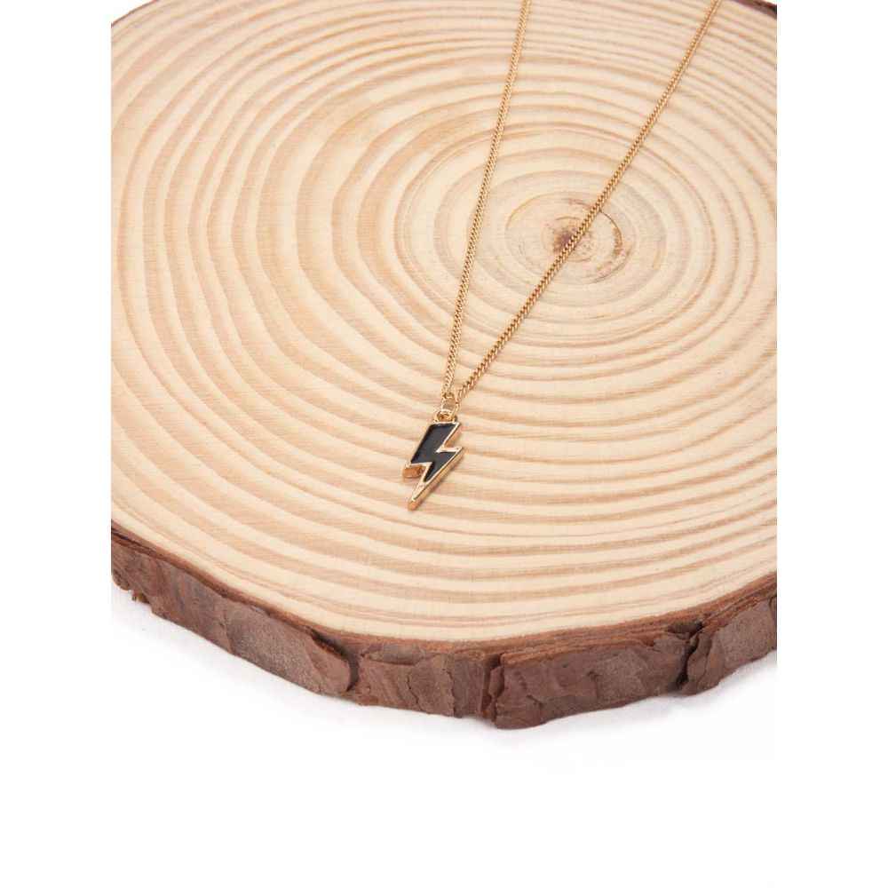 Buy Lilly & Sparkle Alloy Gold Toned Lightning Bolt Pendant Necklace For Women - Purplle
