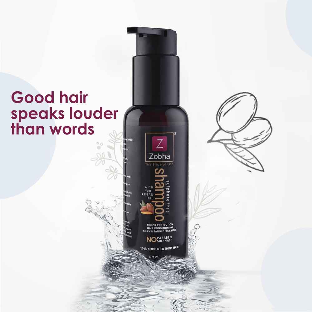 Buy Zobha Sulphate Free Shampoo With Pure Argan Oil For Color Protection, Smooth & Silky, Tangle Free Hair (100 ml) - Purplle