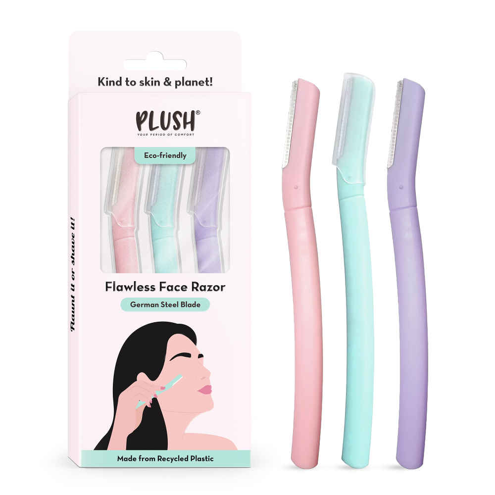 Buy Plush Flawless & Reusable Face & Eyebrow Razor for Women – Pack of 3 | Also for Upperlips, Forehead, Sideburns and Eyebrow | Painless and Instant Hair Removal at Home - Purplle