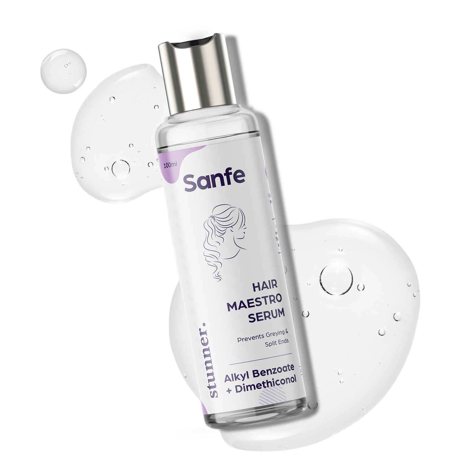 Buy Sanfe Stunner Dimethiconol Hair Maestro Serum For Frizz Control | For All Hair Types, 100ml | Smoothes Rough Hair with Dimethiconol | Gives Shiny Hair - Purplle