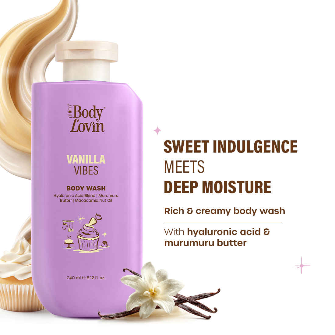 Buy Plum BodyLovin' Vanilla Vibes Body Wash | SLS-Free Creamy Body Wash For Women | Warm Vanilla Fragrance for Soft & Smooth Skin | Aloe-Infused Nourishing Shower Gel For All Skin Types (240 ml) - Purplle