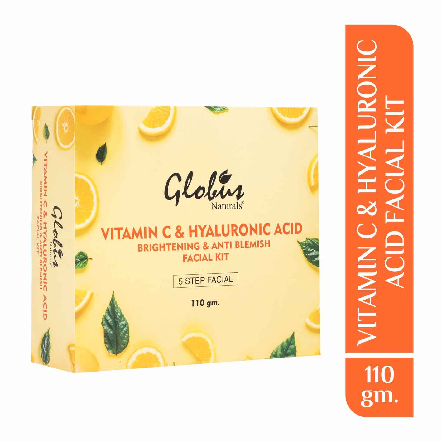 Buy Globus Naturals Hyaluronic Acid and Vitamin C Brightening & Anti Blemish Facial Kit For Beautiful & Glowing Skin | 5 Step Clarifying Anti Aging Kit |Paraben Free | Salon Grade| For All Skin Types (110 g) - Purplle