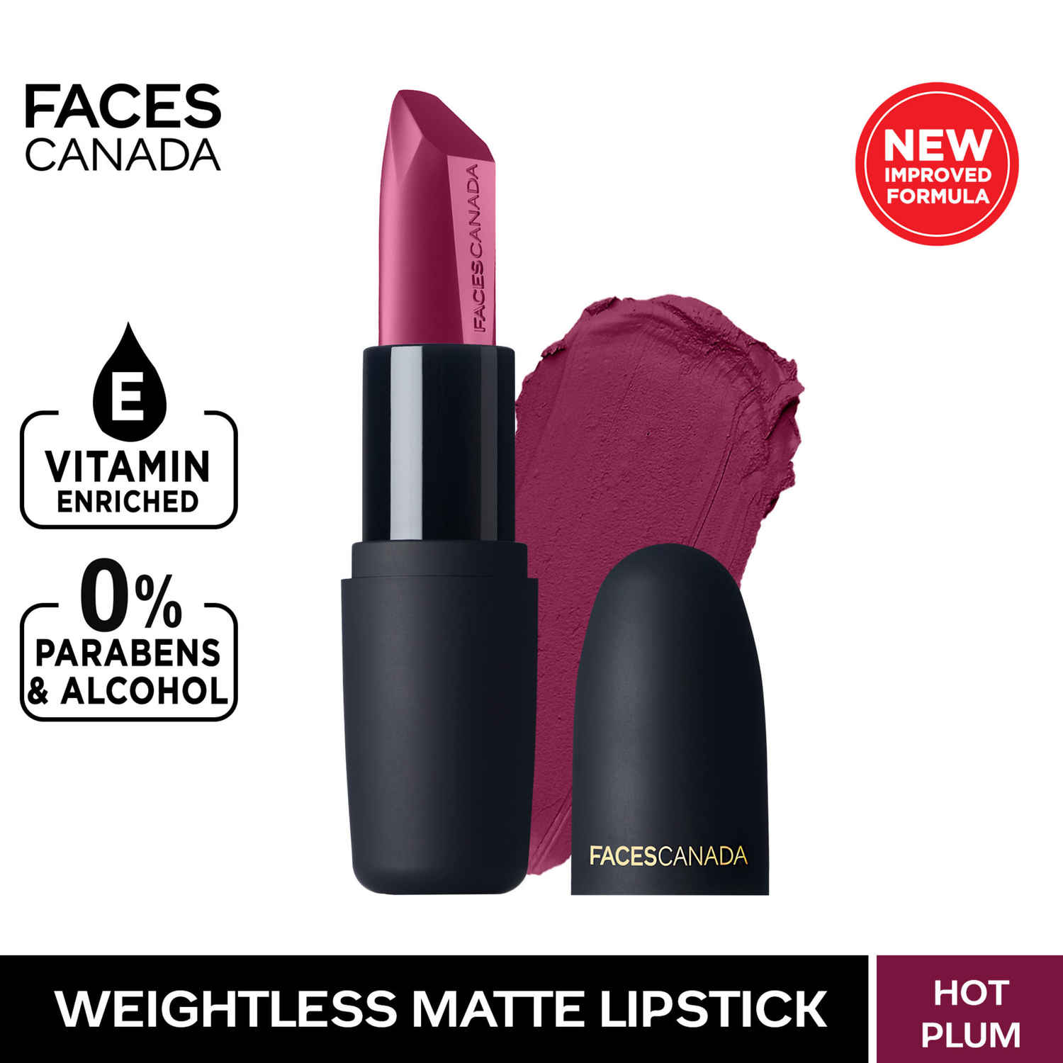 Buy Faces Canada Weightless Matte Lipstick |Jojoba and Almond Oil enriched| Highly pigmented | Smooth One Stroke Weightless Color | Keeps Lips Moisturized | Shade - Hot Plum 4.5 g - Purplle