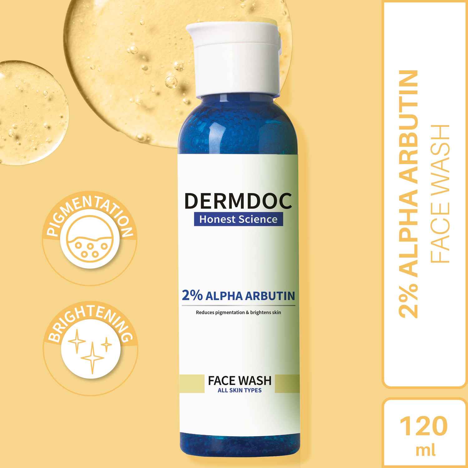 Buy DermDoc Skin Glowing Face Wash with Alpha Arbutin | For all Skin Types | Brightening, Gentle, Paraben Free, Sulphate Free, Cruelty Free | 120 ml - Purplle