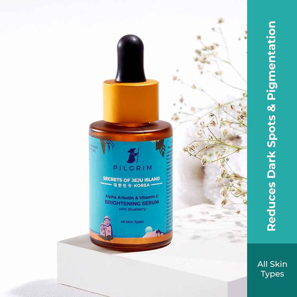 Buy Pilgrim Alpha Arbutin & Vitamin C Brightening  Serum with Blueberry  | For All Skin Types| Fades Dark Spots & Hyperpigmentation | Experience Glowing Skin | Dermatologically Tested | For Men & Women (30 ml) - Purplle