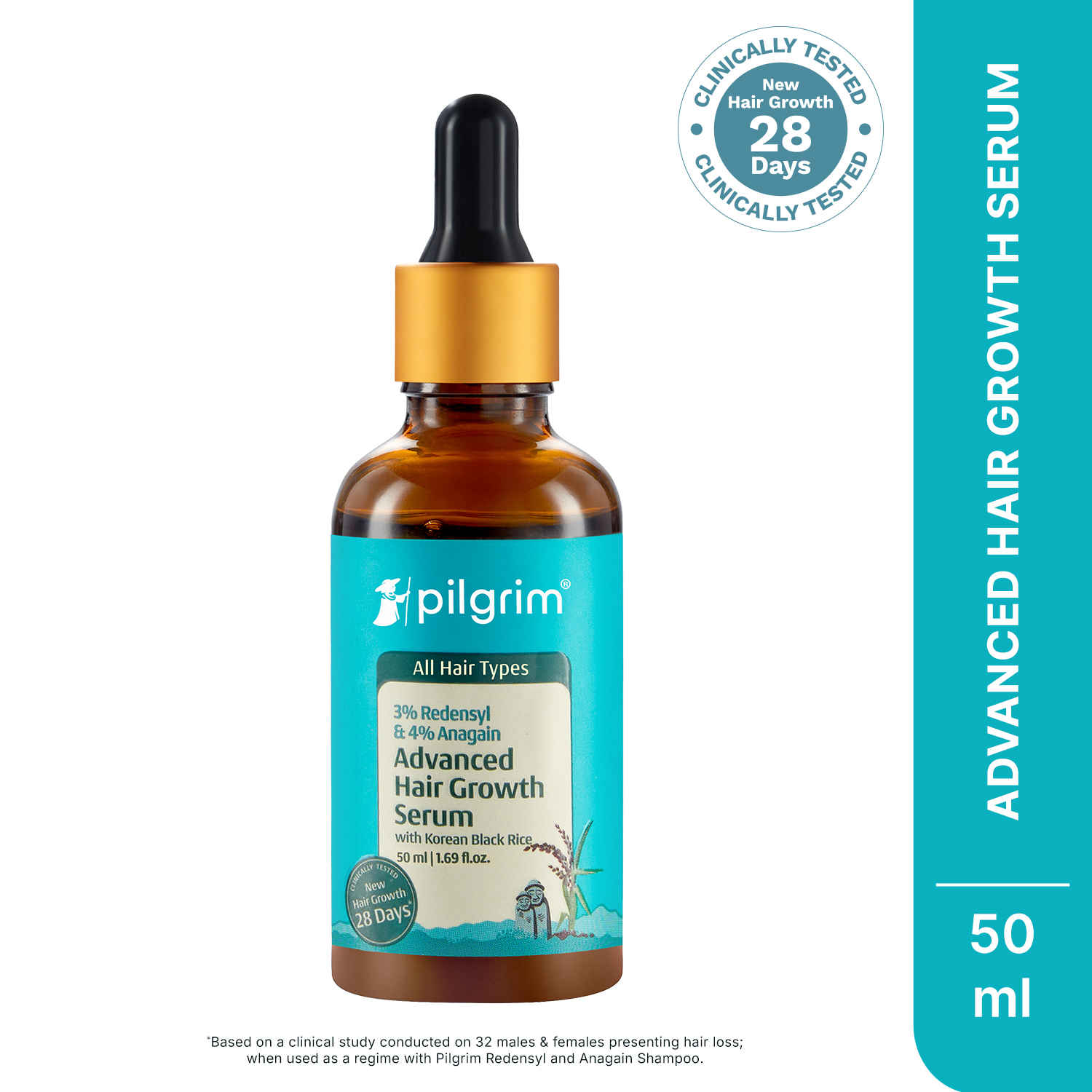 Buy Pilgrim Redensyl + Anagain Advanced Hair Growth Serum with Green Tea |All Hair Types | For Women & Men | Discover Thick and Dense Hair | Vegan (50 ml) - Purplle