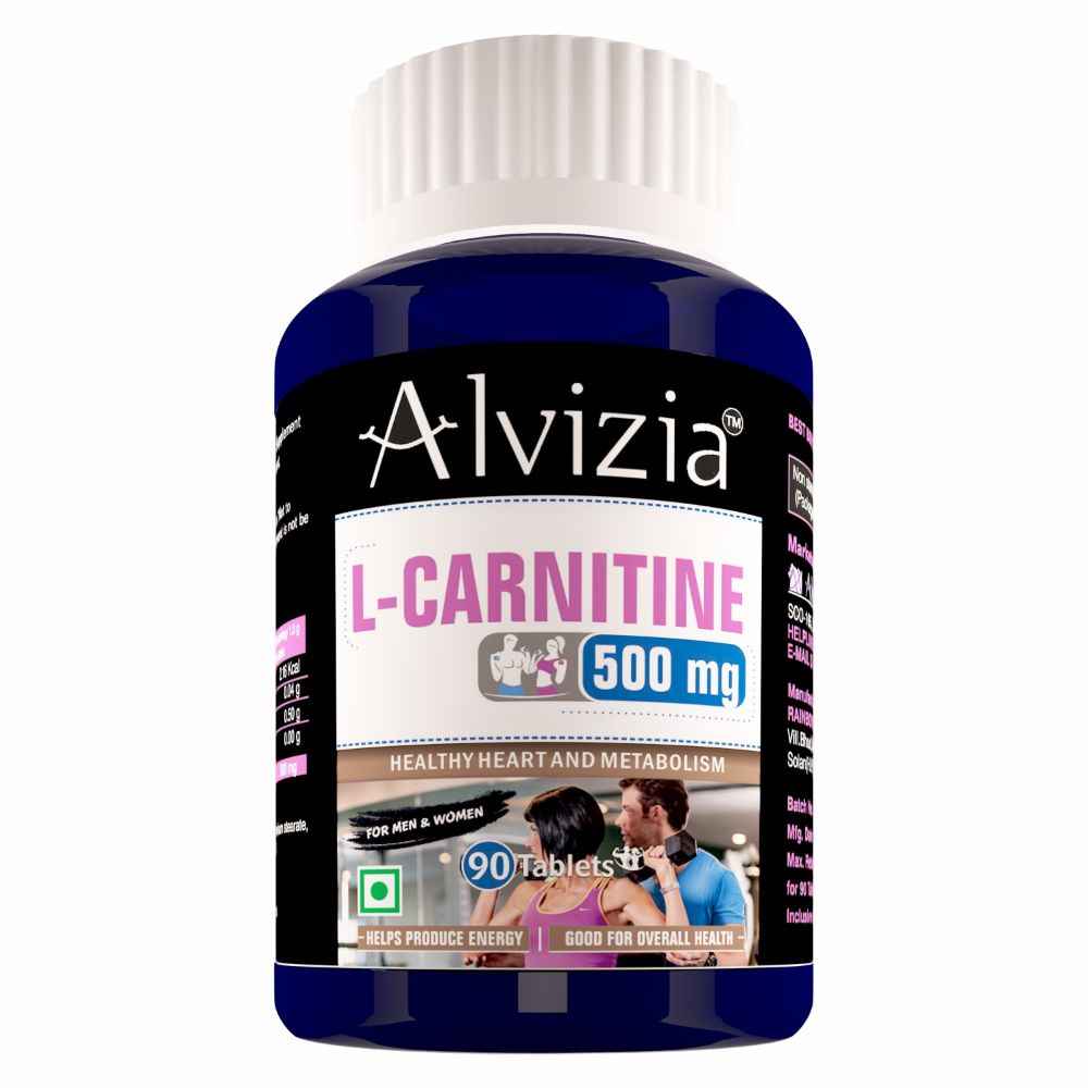 Alvizia L-Carnitine L-Tartrate 1000Mg Per 2 Servings - 90 Veg Tablets  (Amino Acid For Heart, Brain & Muscles) Pre & Post Workout Supplement
