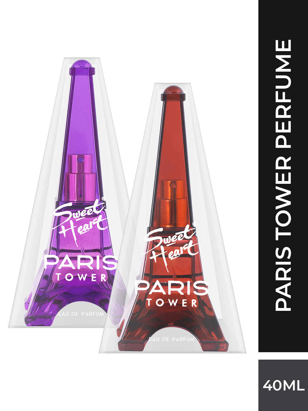Buy Sweet Heart Brown and Purple Paris Tower Long Lasting Imported Eau De Parfum, 40ml (Pack Of 2) - Purplle