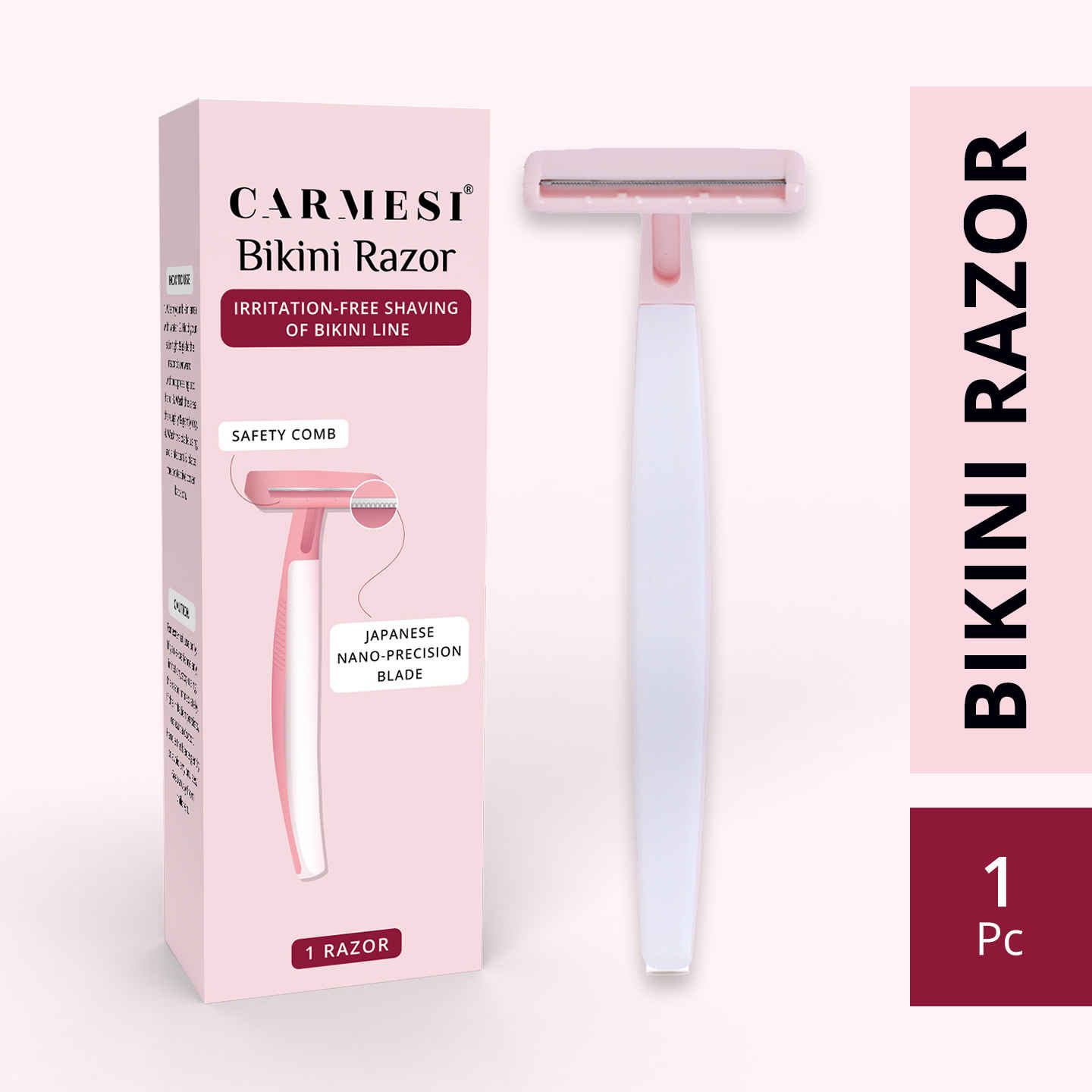 Buy Carmesi Bikini Razor for Women (Pack of 1) | For Irritation-Free Shaving of Bikini Line | Japanese Nano-Precision Blade & Safety Comb | No Cuts | Safe & Hygienic - Purplle