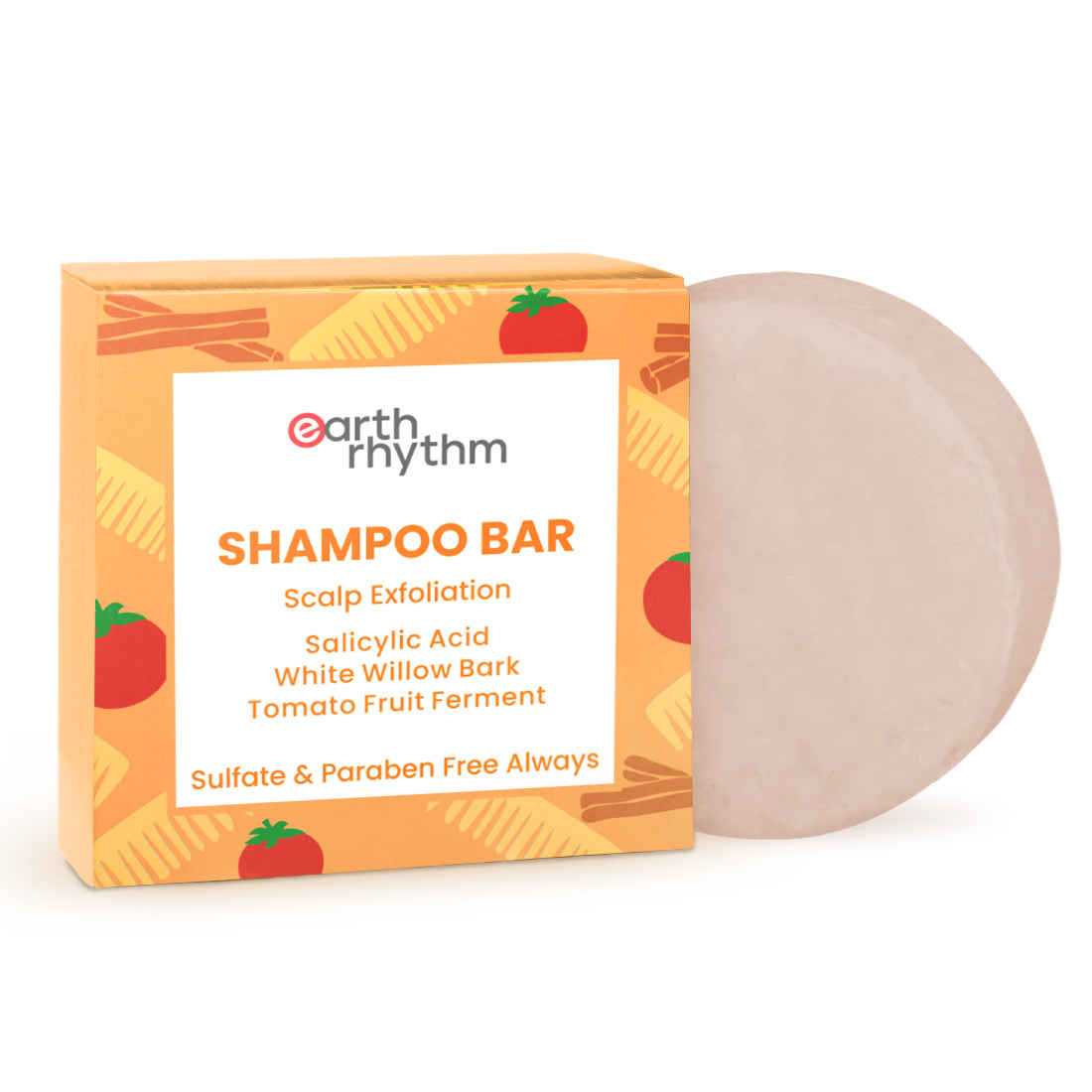 Buy Earth Rhythm Exfoliating Shampoo Bar With Salicylic Acid, White Willow Bark & Tomato Fruit Ferment | Exfoliates Dandruff, Control Sebum Production | for Oily Flaky & Dandruff Scalp | Men & Women | Without Tin - 80 G - Purplle
