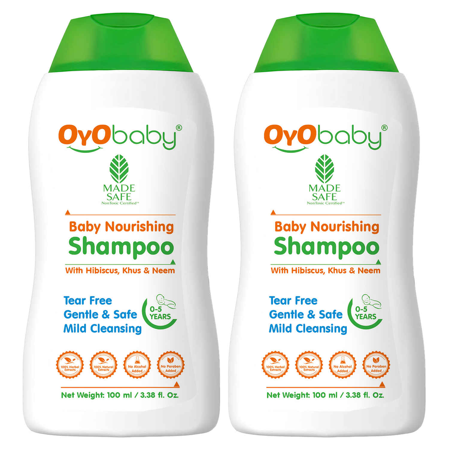 Buy Oyo Baby Baby Nourishing Shampoo | For New Born With No More Tears Formula|100ml Each - with Hibiscus & Khus Khus | No Parabens & Alcohol - pack of 2 - Purplle