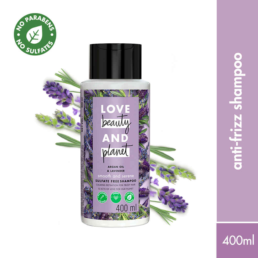 Buy Love Beauty Planet Argan Oil and Lavender Sulfate Free Smooth and Serene Shampoo, 400 ml - Purplle