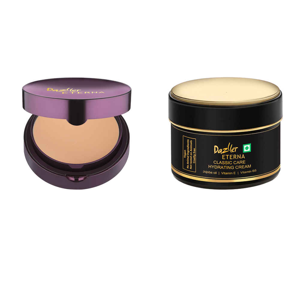 Buy Dazller Eterna Sheer Glow Compact Powder 12g + Classic Care Hydrating Cream (50g + 5g) | Satin finish | SPF 15 PA++ | Cocoa SC - Purplle