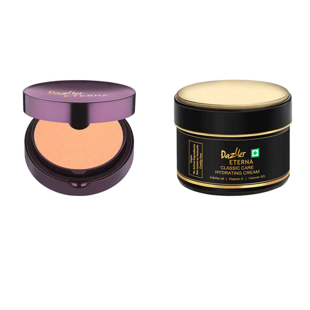 Buy Dazller Eterna Sheer Glow Compact Powder 12g + Classic Care Hydrating Cream (50g + 5g) | Satin finish | SPF 15 PA++ | Dusky SC1 - Purplle
