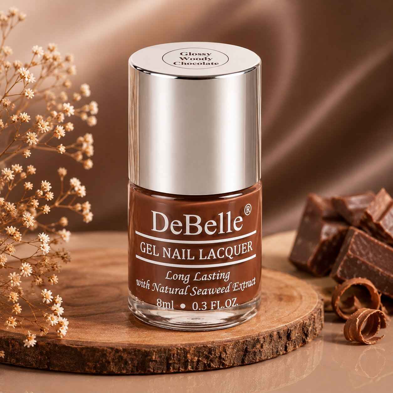 Buy DeBelle Gel Nail Lacquer Glossy Woody Chocolate - Light Chocolate Brown (8 ml) - Purplle