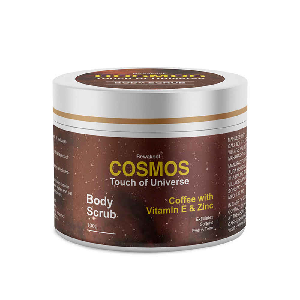 Buy Cosmos by Bewakoof Body Scrub Coffee with Vitamin E and Zinc - 100gms - Paraben & Sulphate Free - Purplle