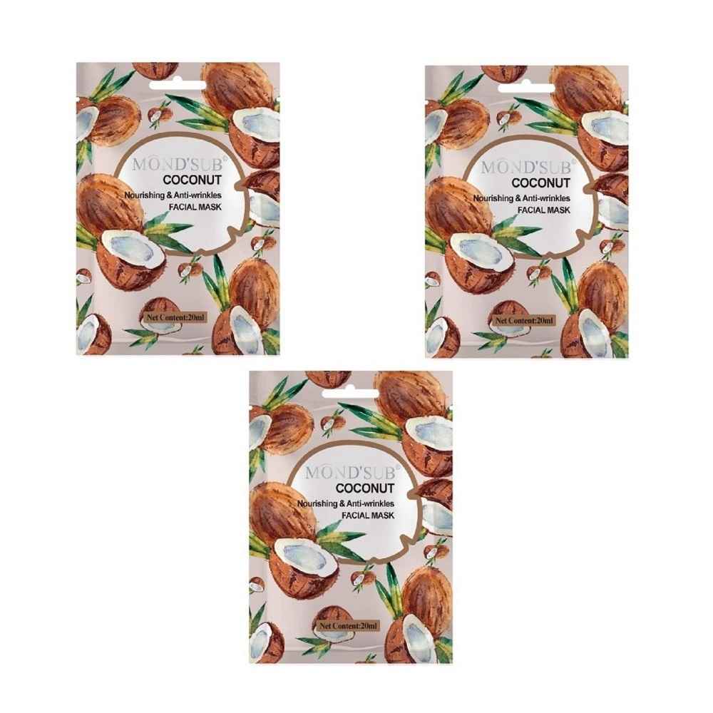 Buy MOND'SUB Coconut Nourishing and Anti Wrinkles Face Sheet Mask - Pack of 3 - Purplle