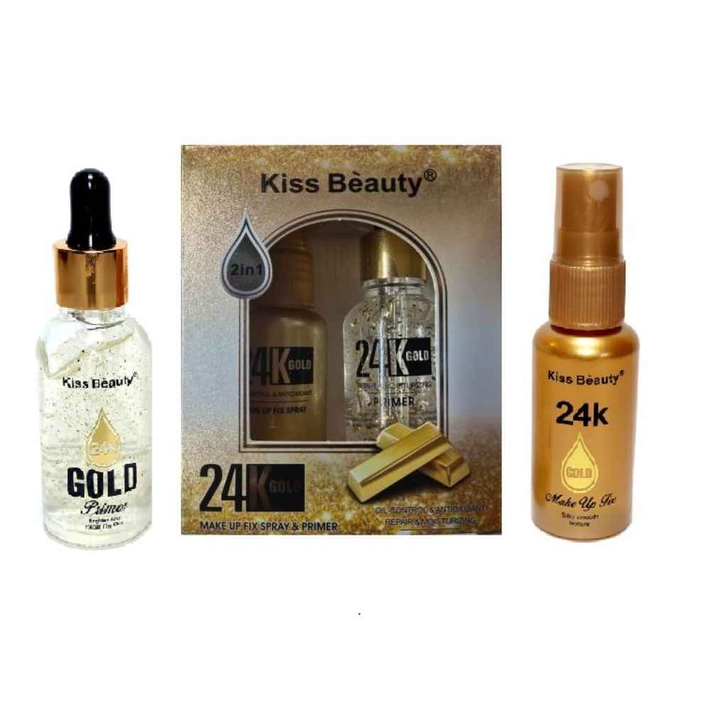 Buy Kiss Beauty 24k Gold pack of Oil Control and Antioxidant Repair & Moisturising Primer and Makeup Fixer Spray (40 ml each) - Purplle