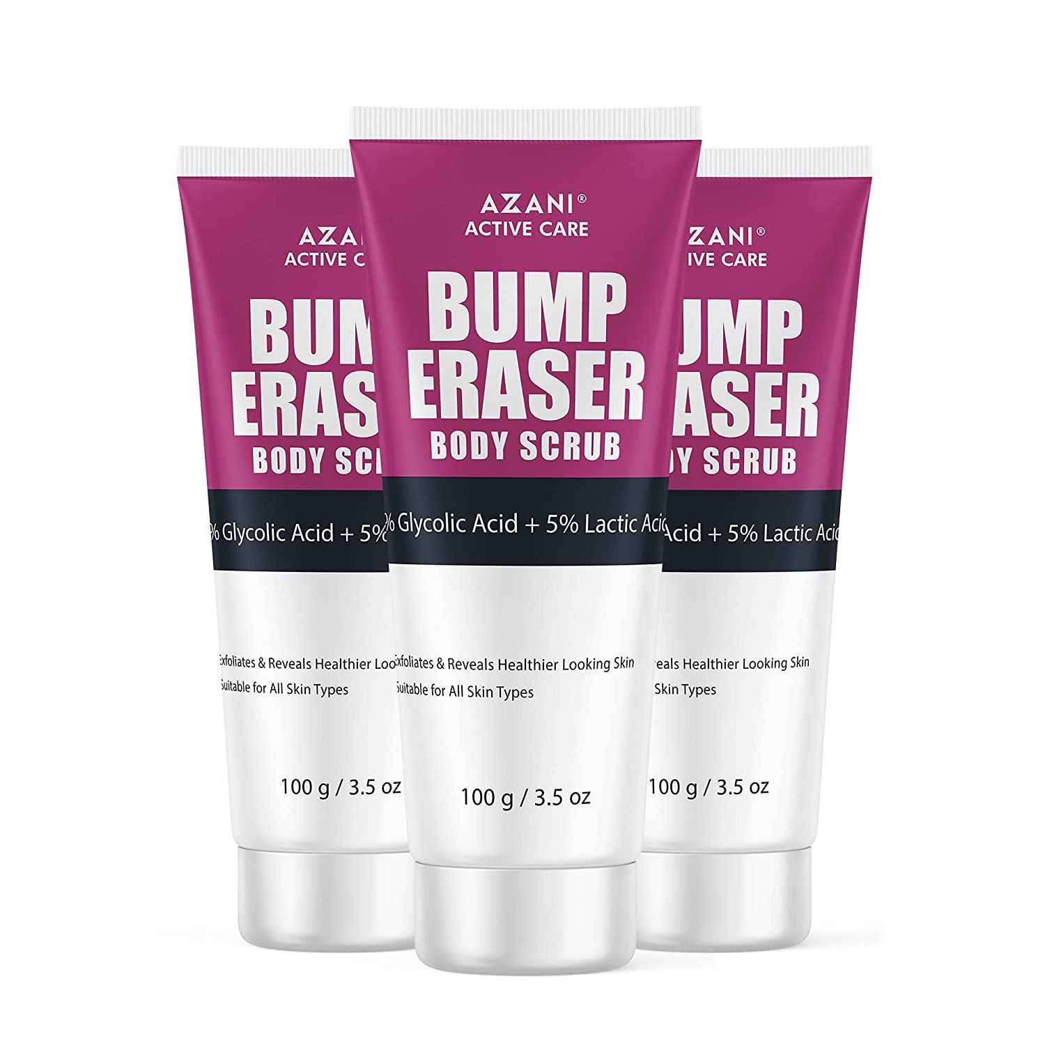 Buy Azani Bump Eraser Body Scrub, 5% Glycolic Acid + 5% Lactic Acid| Exfoliator to Remove Body Acne, Dead & Uneven Skin, Ingrown Hair, Razor Bumps & Rough Patches | Knees, Arms & Neck| 300g - Purplle