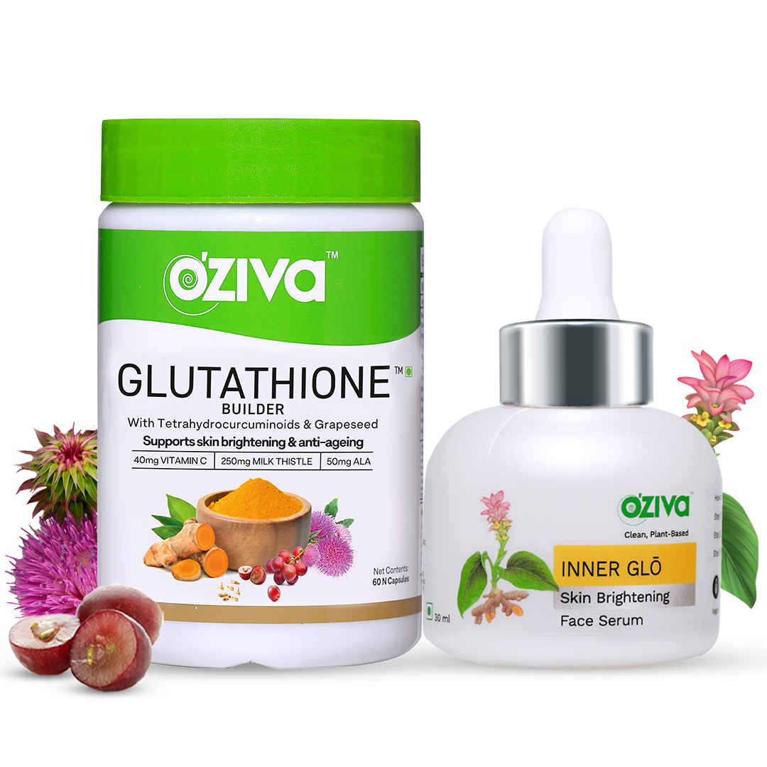 Buy OZiva Skin Brightening Routine (Glutathione Builder + Inner Glo Skin Brightening Face Serum) - Purplle