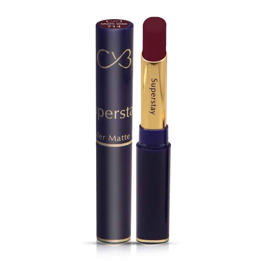 Buy CVB SuperStay Non Transfer Matte Lipstick, Waterproof and Full-Pigmented, Transfer-Proof Smudge-Proof Lip Colour 3.5g (GRAPE WINE-714) - Purplle