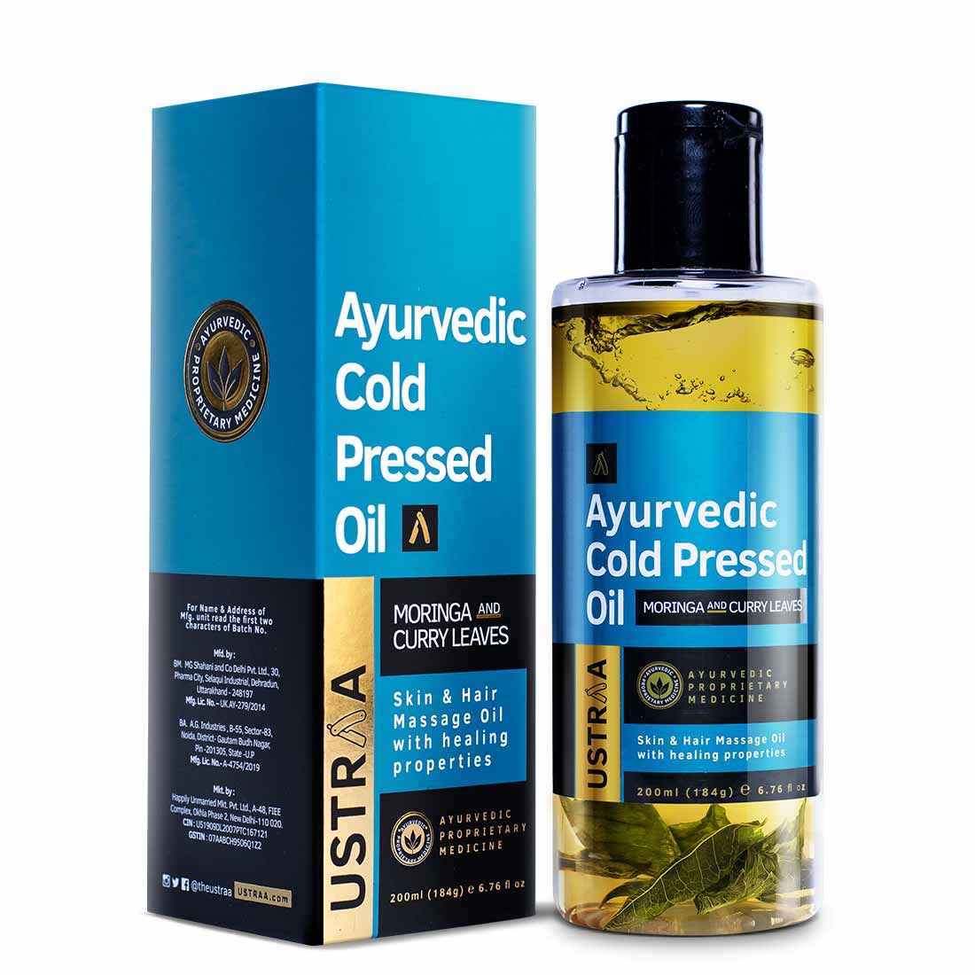 Buy USTRAA Ayurvedic Cold Pressed Oil - 200ml with Moringa Oil & Curry Leaves | Skin & Hair Massage Oil - Purplle