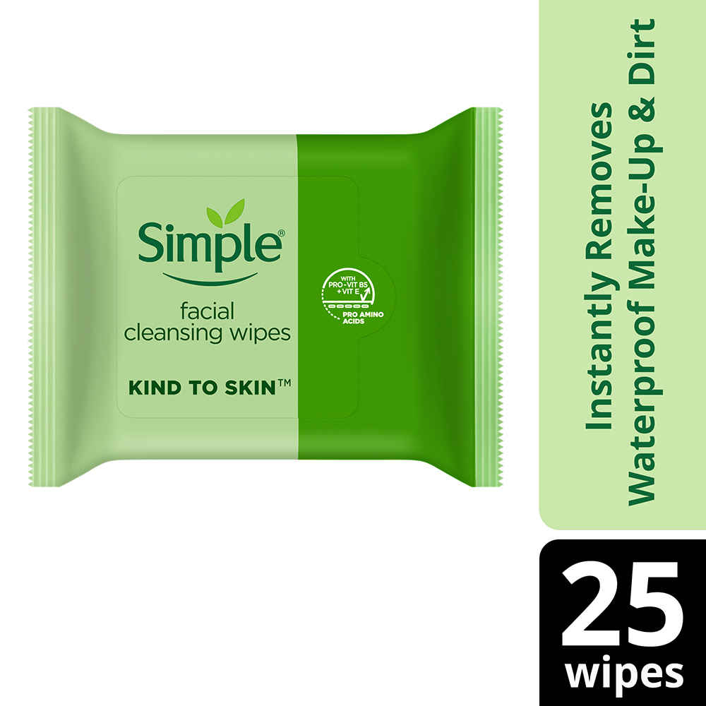 Buy Simple Kind to Skin Cleansing Facial Wipes| Facial wipes for all skin type | No Added Perfume, No Harsh Chemicals, No Artificial Color and No Alcohol | 25 wipes - Purplle