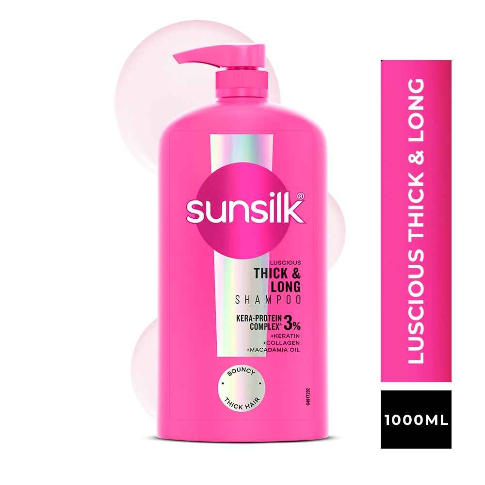 Buy Sunsilk Lusciously Thick & Long Shampoo With Keratin, Yoghurt Protein & Macadamia Oil For 2X thicker & Fuller Hair, 1 Ltr - Purplle