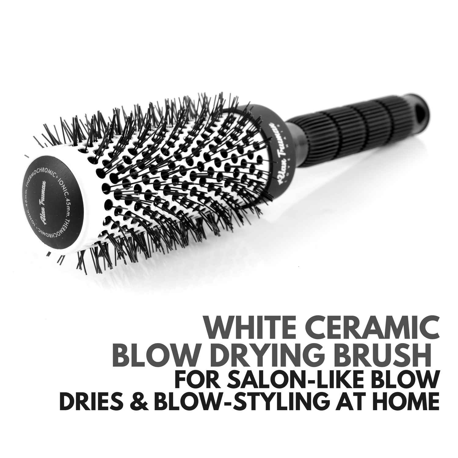 Buy Alan Truman White Ceramic Blow-Drying Brush-Large | Strong Base-Fused Barrel For Durability| Sturdy Brush Suitable For Every Hair Type| Salon Like Blow Dry At Home| Heat Resistant Nylon Bristles|100 Percent Rubberised Handle For Firm Grip - Purplle