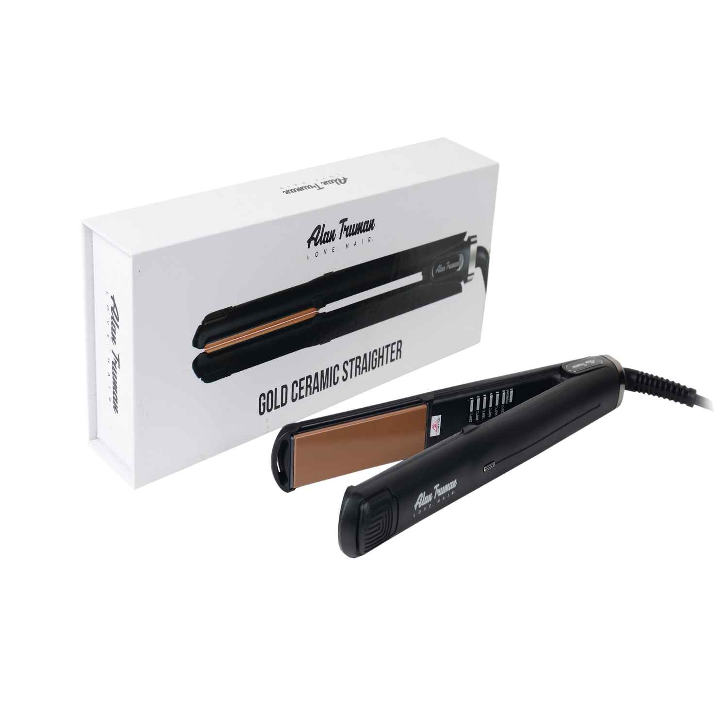 Buy Alan Truman Professional Gold Ceramic Straightener | Straightening, Curls, Waves And Flicks| Floating Plates Ensure Tug Free Styling| Avoids Unnecessary Heat Exposure| Enable Easy Releasing of Hair Whilst Releasing Curls Or Waves - Purplle