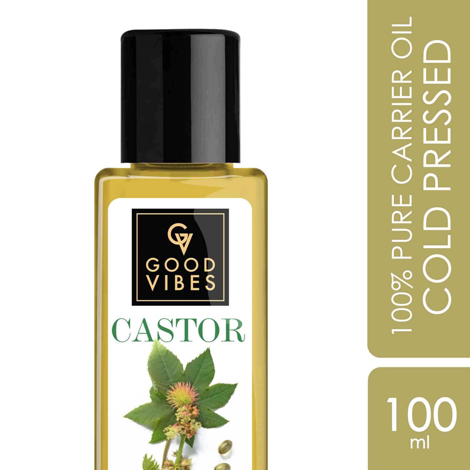 Buy Good Vibes Castor 100% Pure Cold Pressed Oil For Hair & Skin | Moisturizing, Hair Growth | No Parabens, No Sulphates, No Mineral Oil (100 ml) - Purplle
