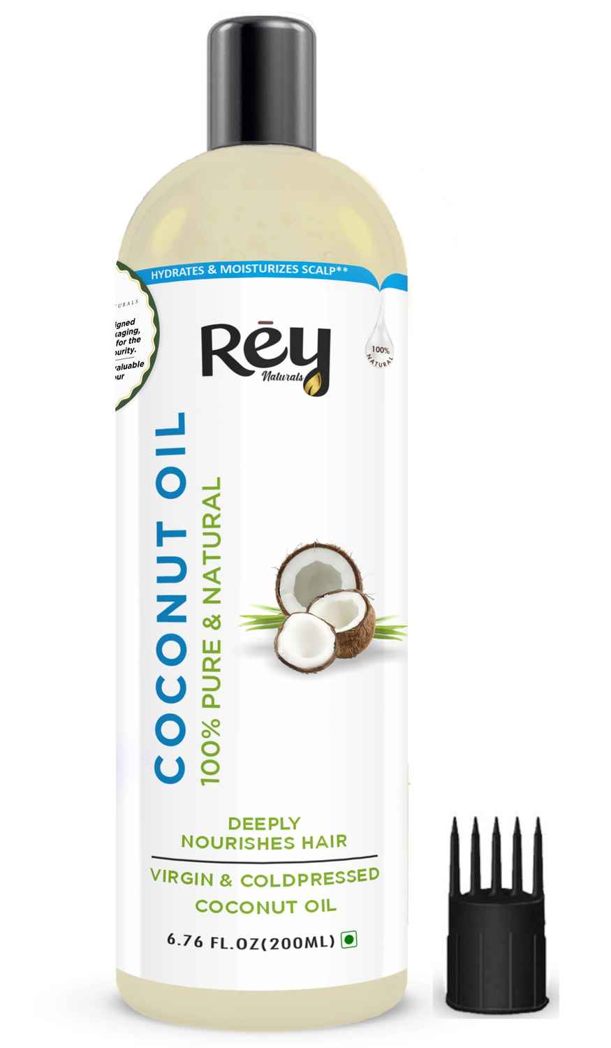 Buy Rey Naturals Cold Pressed Coconut Oil For Hair And Skin - 100% Pure & Natural (200 ml) - Purplle