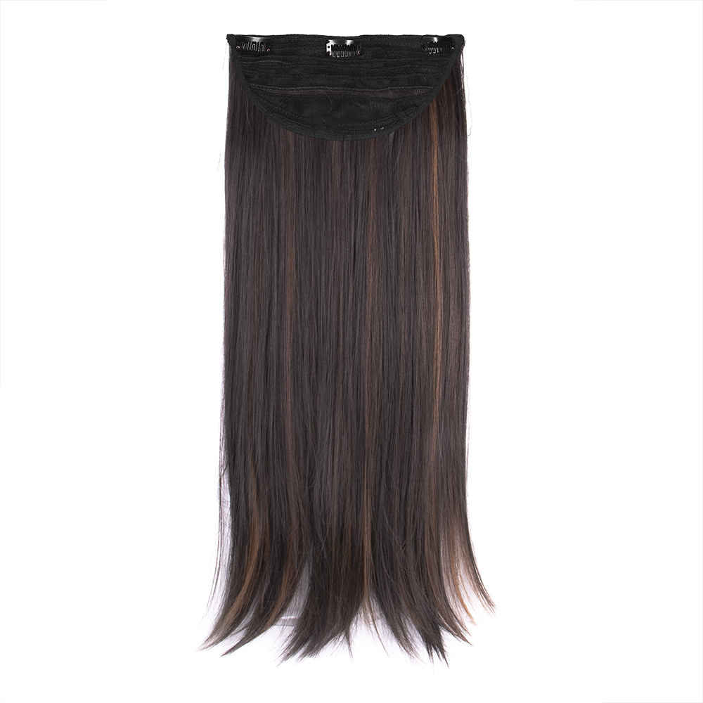 Buy STREAK STREET CLIP-IN 24" DARK BROWN STRAIGHT HAIR EXTENSIONS WITH COPPER HIGHLIGHTS - Purplle