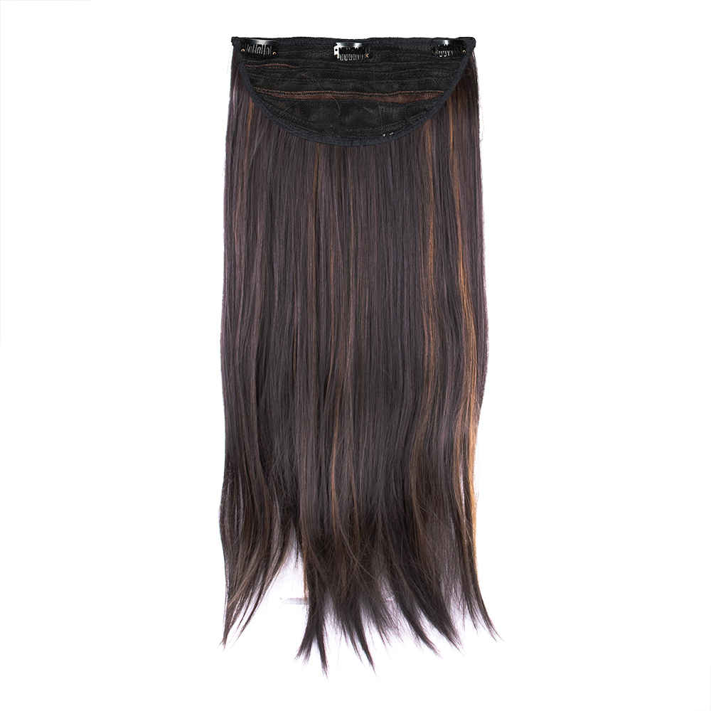 Buy STREAK STREET CLIP-IN 24" DARK BROWN STRAIGHT HAIR EXTENSIONS WITH GOLDEN HIGHLIGHTS - Purplle