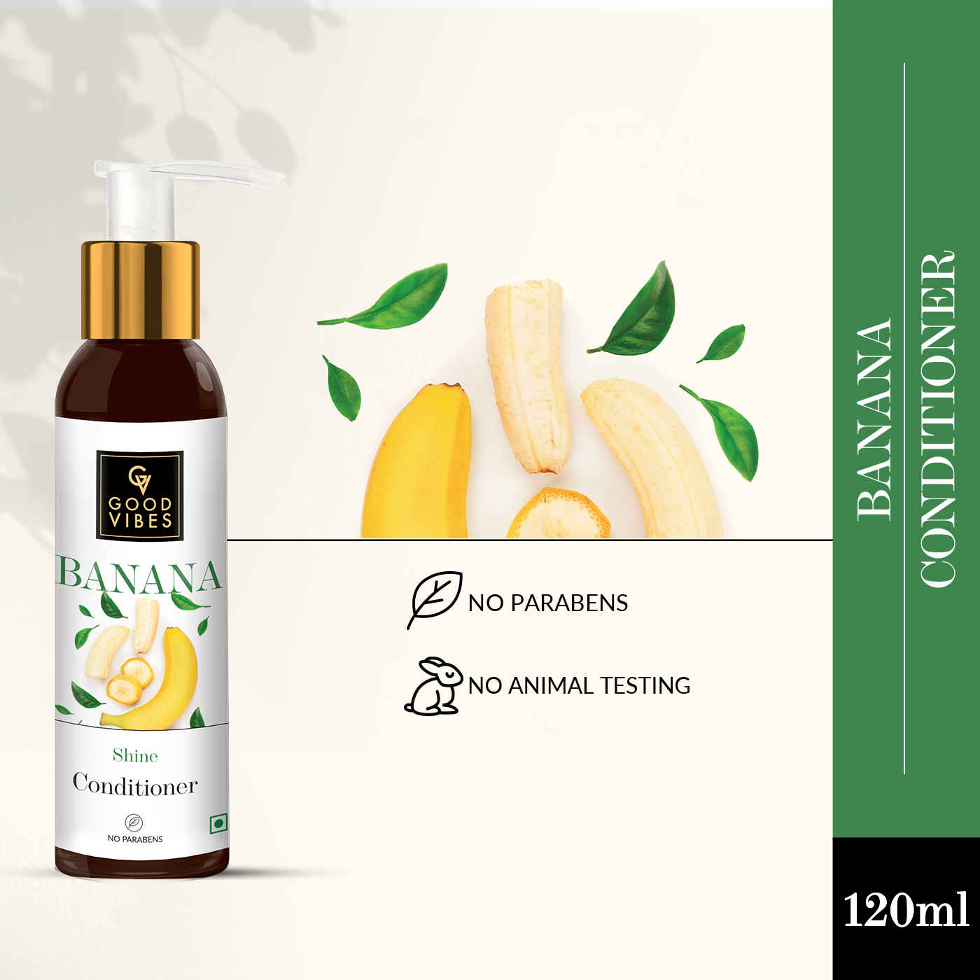 Buy Good Vibes Banana Shine Conditioner | Frizz Contorl, Hair Thickening, Strenghtening | No Parabens, No Animal Testing (120 ml) - Purplle