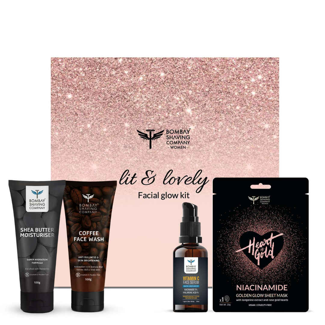 Buy Bombay Shaving Company Lit & Lovely Facial Glow Gift Kit (Set of 4) - Purplle
