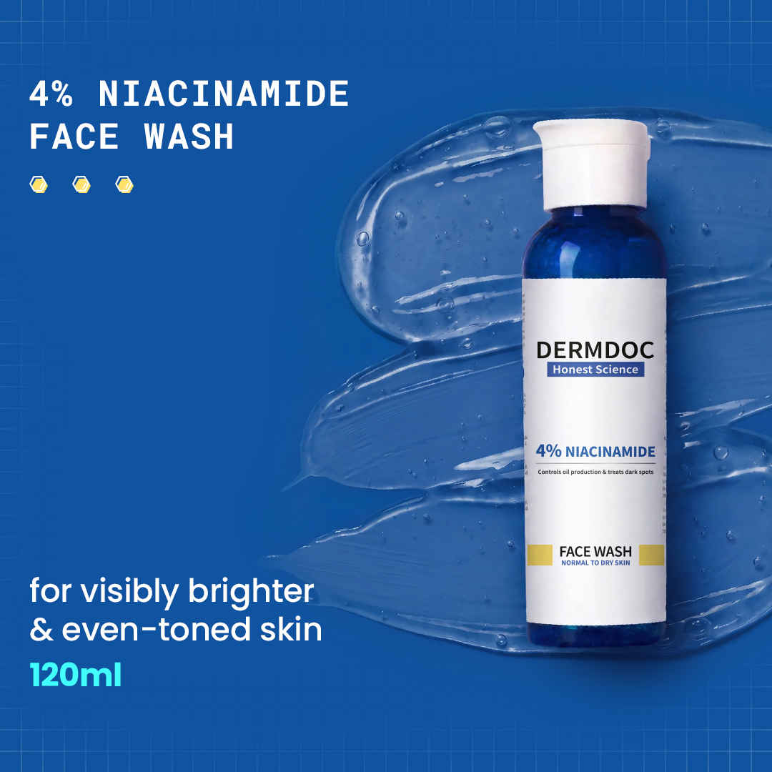 Buy DERMDOC by Purplle 4% Niacinamide Face Wash (120 ml) | face wash for dry skin | oil free face wash | face wash niacinamide | niacinamide for oily skin | brightening, non-drying face wash - Purplle