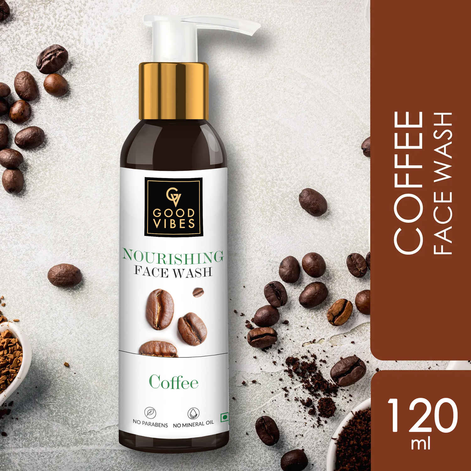 Buy Good Vibes Coffee Nourishing Face Wash | Anti-Acne, Detoxifies | With Argan Oil | No Parabens, No Mineral Oil, No Animal Testing (120 ml) - Purplle