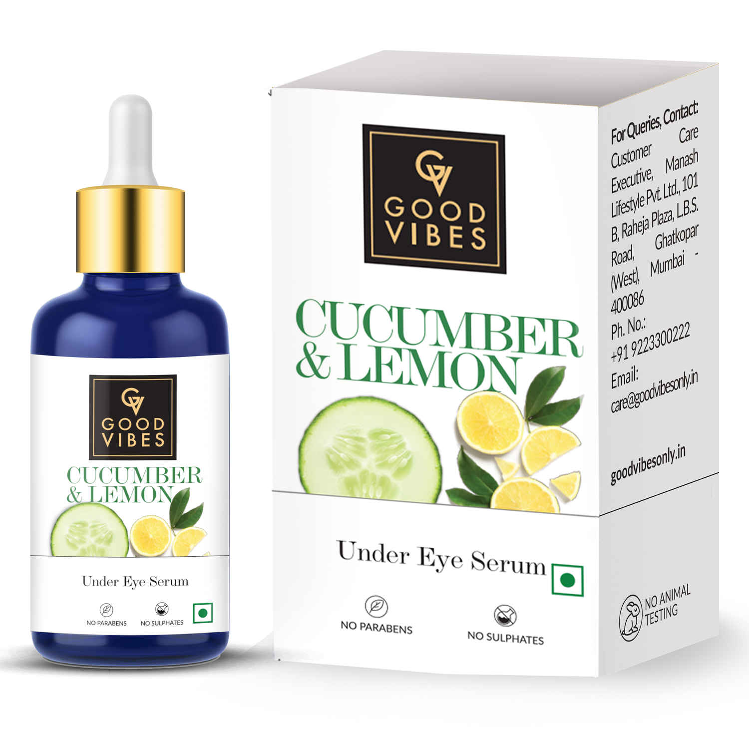 Buy Good Vibes Cucumber & Lemon Under Eye Serum | Anti-Ageing, Rejuvenating, Brightening | No Sulphates, No Parabens, No Animal Testing (30 ml) - Purplle