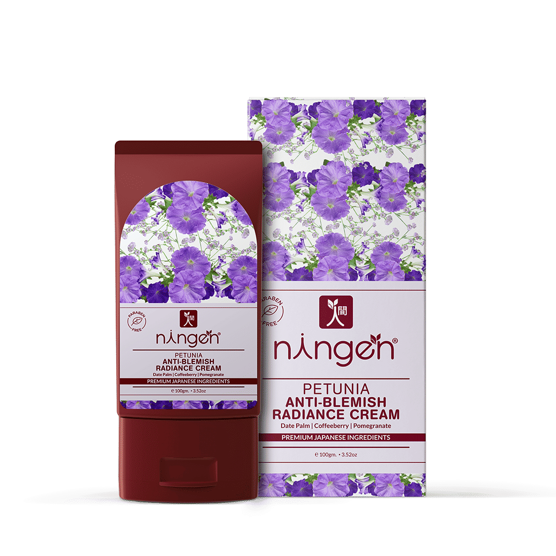 Buy Ningen Petunia Anti-Blemish Radiance Cream I Enriched with Date Palm, Coffeeberry & Pomegranate Extracts I Dermatologically Tested, Paraben Free I Treats wrinkles, blemishes and stretch marks I(100 g) - Purplle